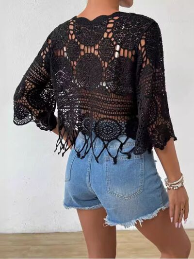 Openwork Round Neck Cover - Up - Bela Fils BoutiqueWomen's ClothingBela Fils Boutique